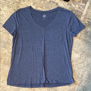 Blue V-Neck Short Sleeve Fitted T-Shirt